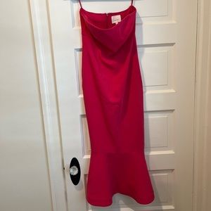 5a7 cinq a sept Hot pink strapless three-quarter length dress